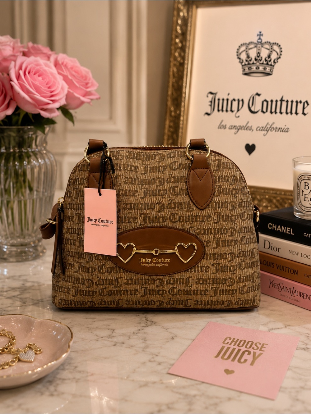 Juicy couture‎ heart to heart dome satchel purse